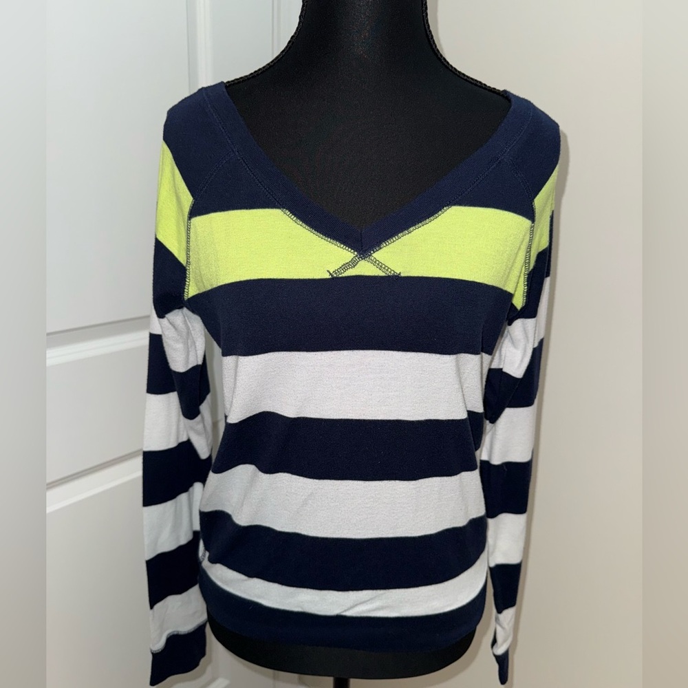 Garage Long-Sleeve Striped V-neck
